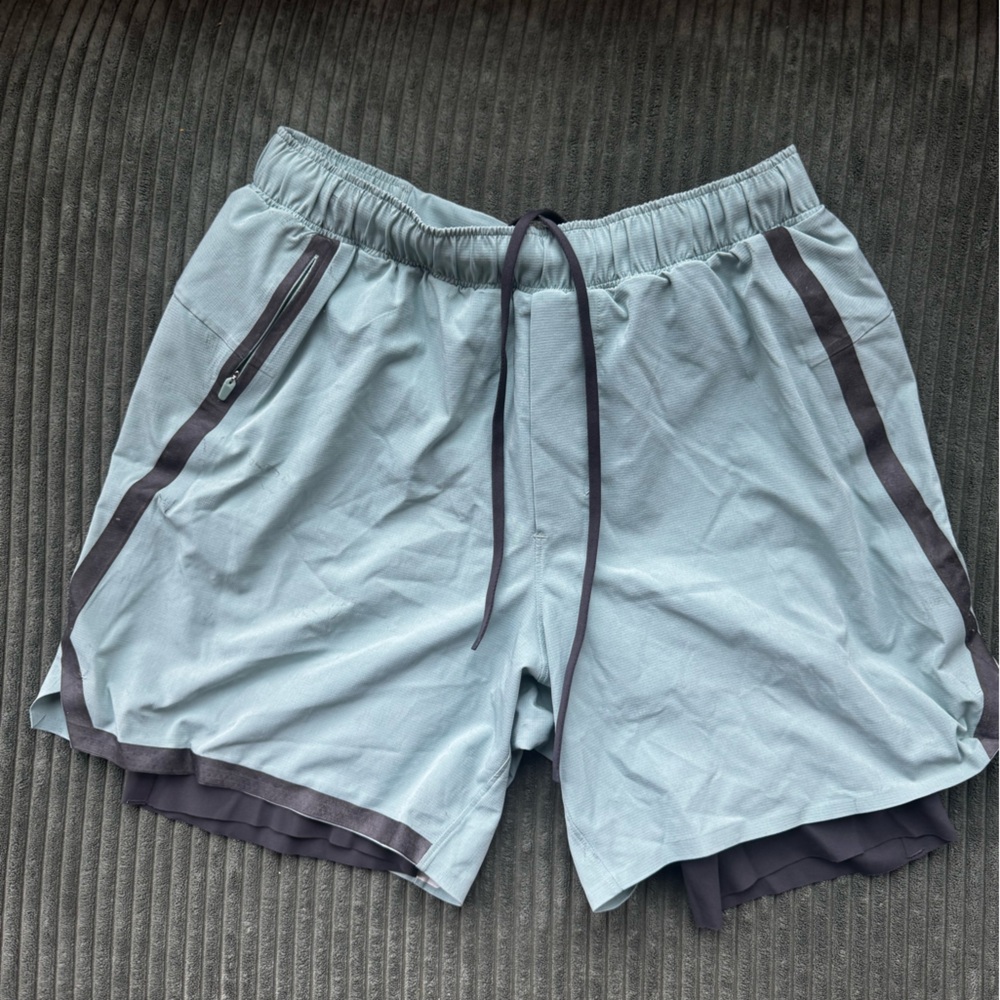 Lululemon surge short 6” liner green/blue